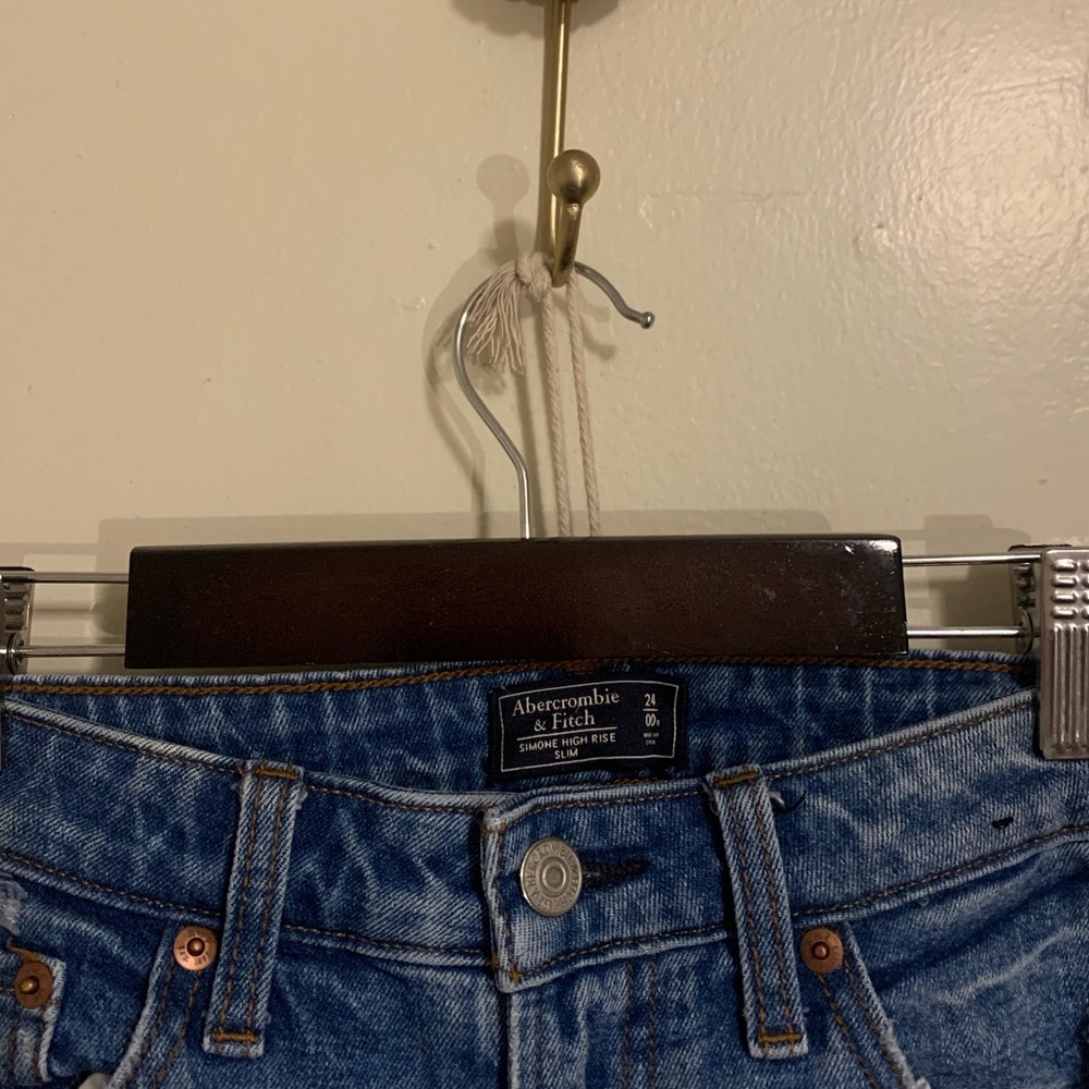 Abercrombie & Fitch Simone High-Rise Slim Jeans Medium Dark wash sz 24/00 - Picture 3 of 3